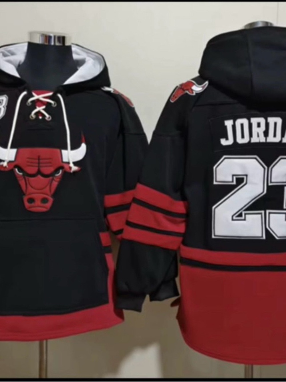 Jordan Black and Red Chicago Bulls Crewneck Sweater